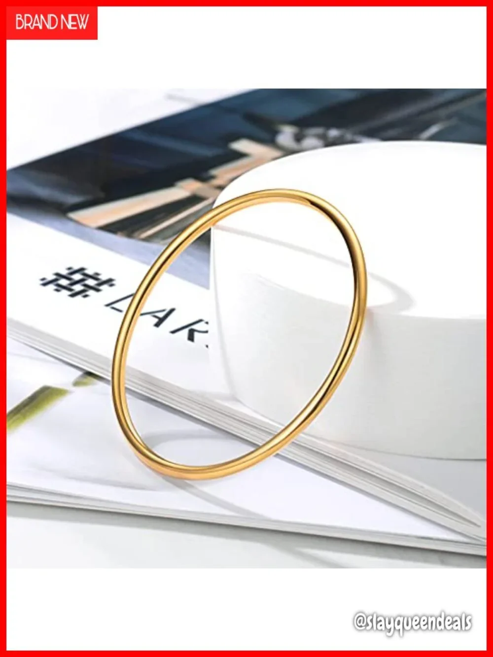 3mm 14K Gold Plated Stainless Steel Bangle Bracelet Women Stackable Thin Round